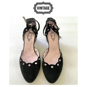 Vintage 2003 Lulu Guinness Black Suede Rebecca Heels